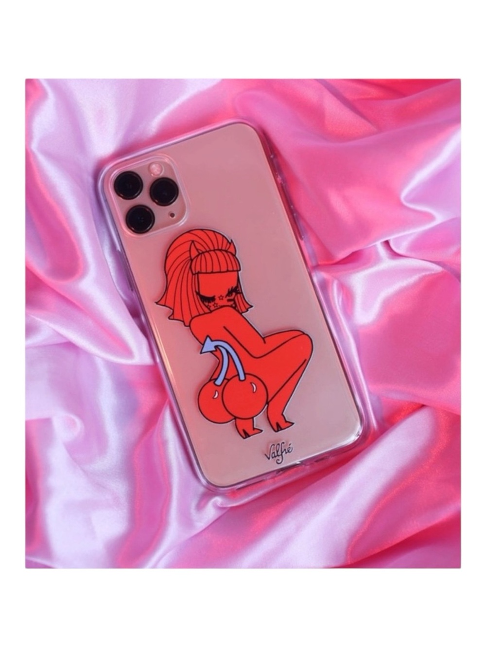 new Valfre ☻︎ Lucy Cherry Bottom ☻ iPhone 6+ 7+ ☻︎ Clear Case ☻ Artist Drawn - Picture 3 of 16